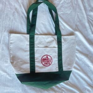 Trader Joe's Green and White Tote Bag